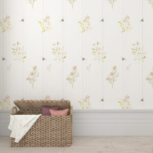 Tapete mit Blumen und Streifen