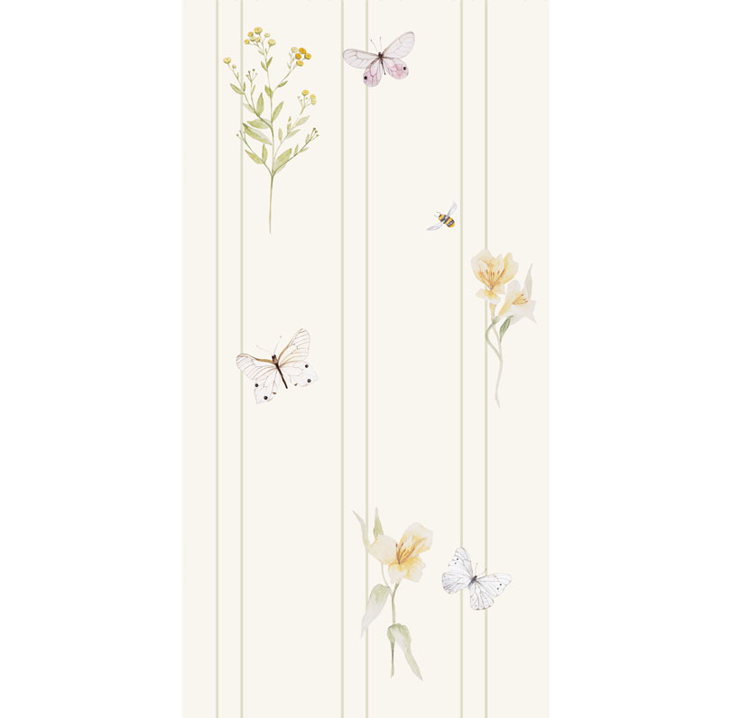 Tapete Blumen Narzissen, Rainfarn und Schmetterlinge 2 Tapete mit Schmetterlingen, Narzissen und Rainfarn