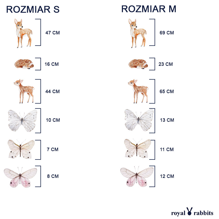Wandaufkleber für Kinder – Rehe und Schmetterlinge 3 Naklejki dla dzieci sarenki
