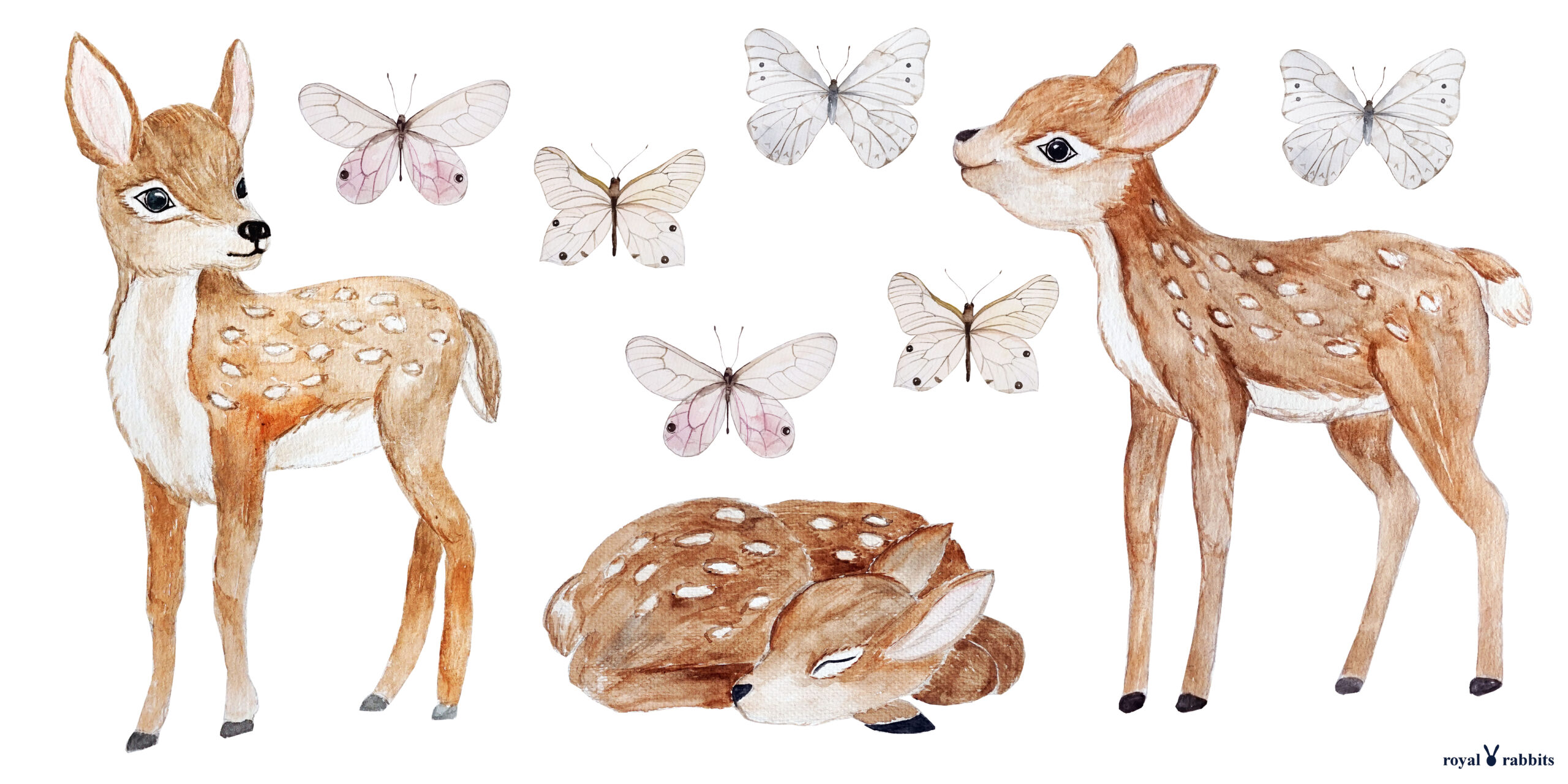 Wandaufkleber für Kinder – Rehe und Schmetterlinge 2 NAKLEJKI SARENKI I MOTYLKI 50 X100 CM scaled