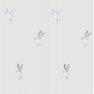 Tapete Vögel und Streifen | Tapete für Mädchen Motiv Vögel | Mädchenzimmer Dekoration