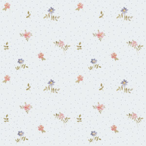 Tapete mit teefarbenen Blümchen und Punkten