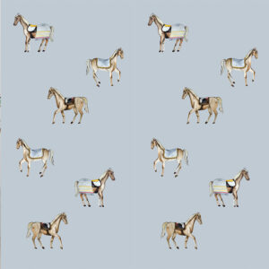 Pferdetapete blau | Tapete für Jungen Motiv Pferde | Innendekoration für das Jungenzimmer