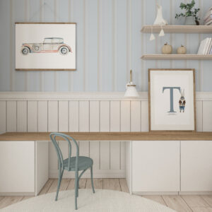 Streifentapete beige blau braun