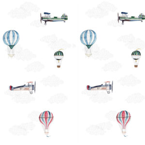 Tapete Ballons, Flugzeuge und Wolken