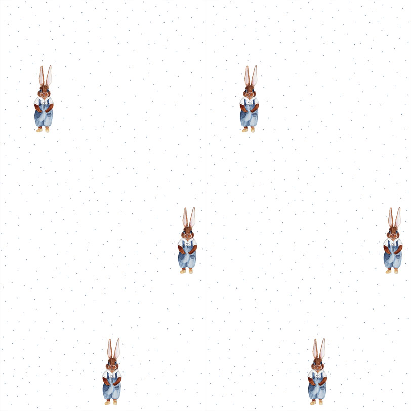 Tapete Hase Stanisław dots 1 Tapete Hase Stanisław | Tapete für Jungen Motiv Häschen | Dekoration für das Jungenzimmer