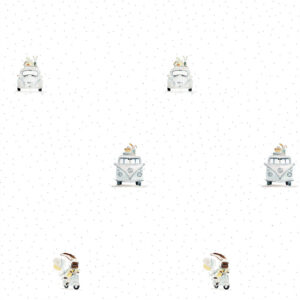 Fototapete Autos VW Käfer, Bulli und Vespa | Tapete für Jungen Motiv Autos | Innendekoration für das Jungenzimmer