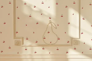 Tapete mit Kirschen und Herzen