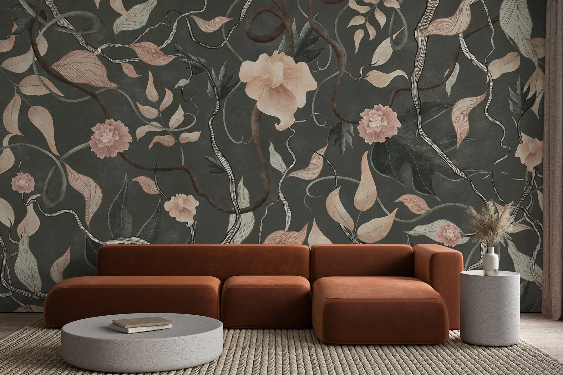 Fototapete mit großen Blumen - Blossome 5 Blumentapete Mural Grün