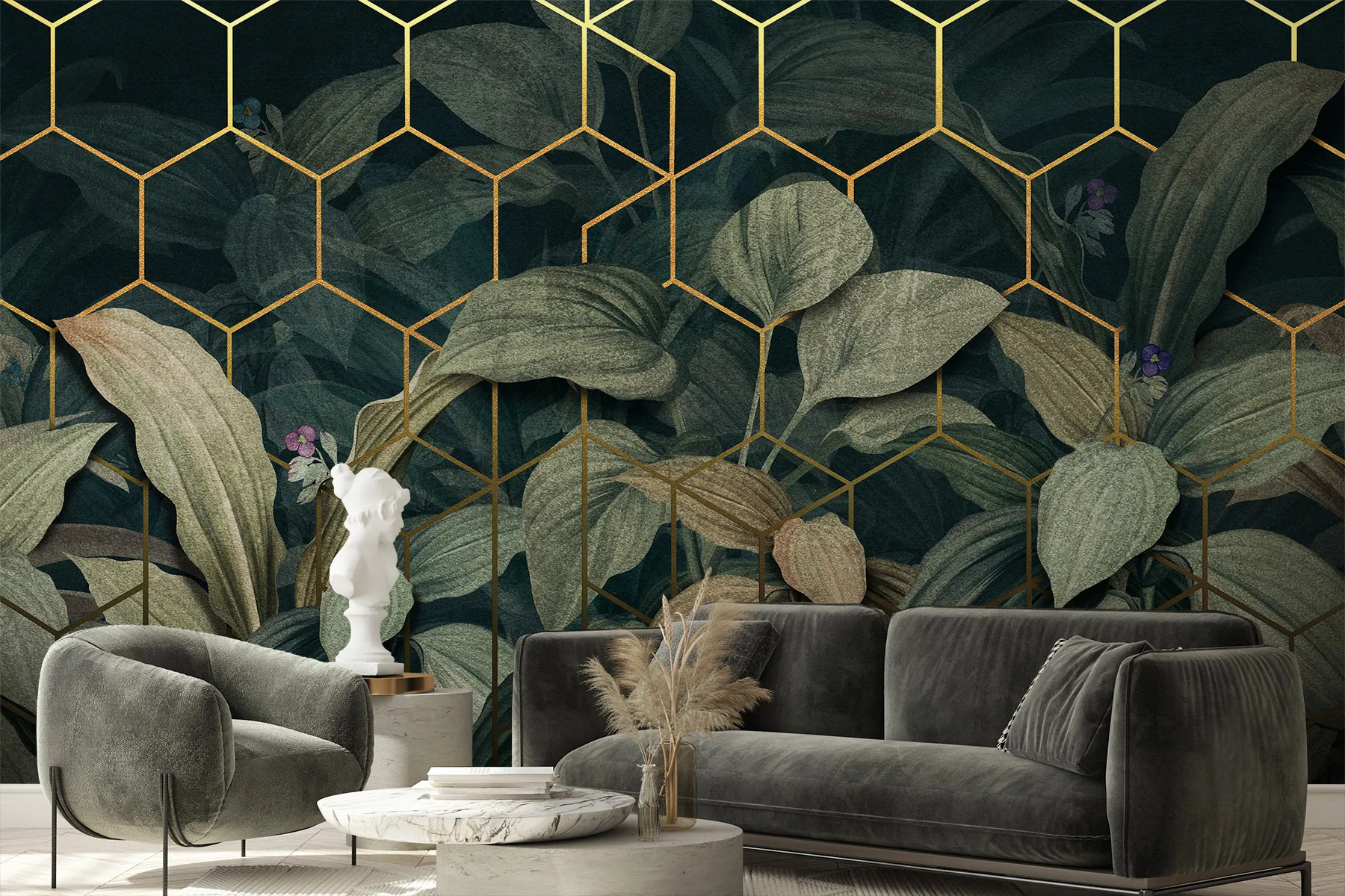 Mural-Tapete mit Blättern - Tropiglo 4 Bananenblätter-Tapete