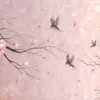 Fototapete Vögel rosa Blumen - Sakura 5 Tapete mit Vögeln und Blumen kräftiges Pink
