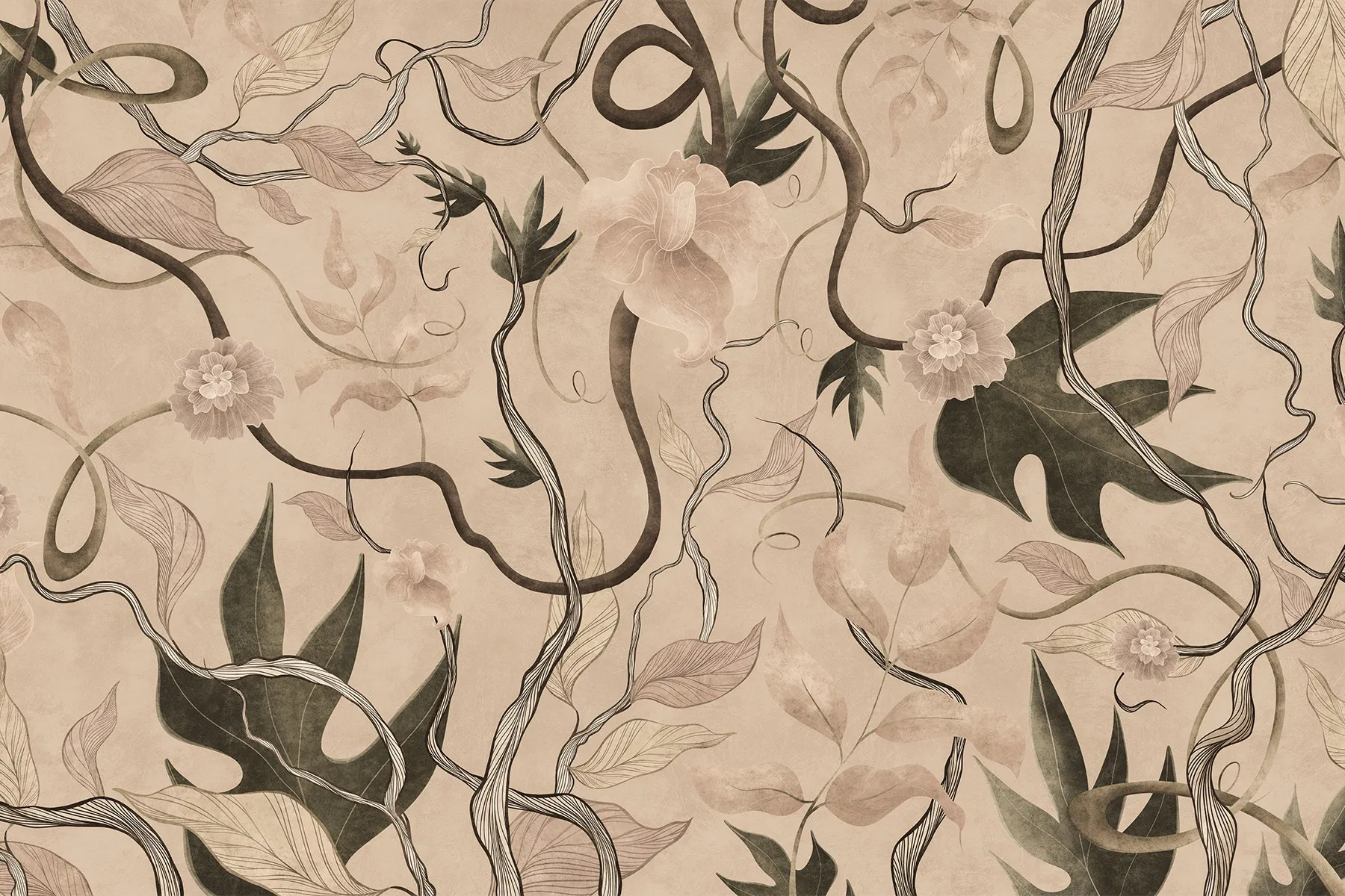 Fototapete mit großen Blumen - Blossome 4 Fototapete große Blumen Beige Wandbild für die Wand