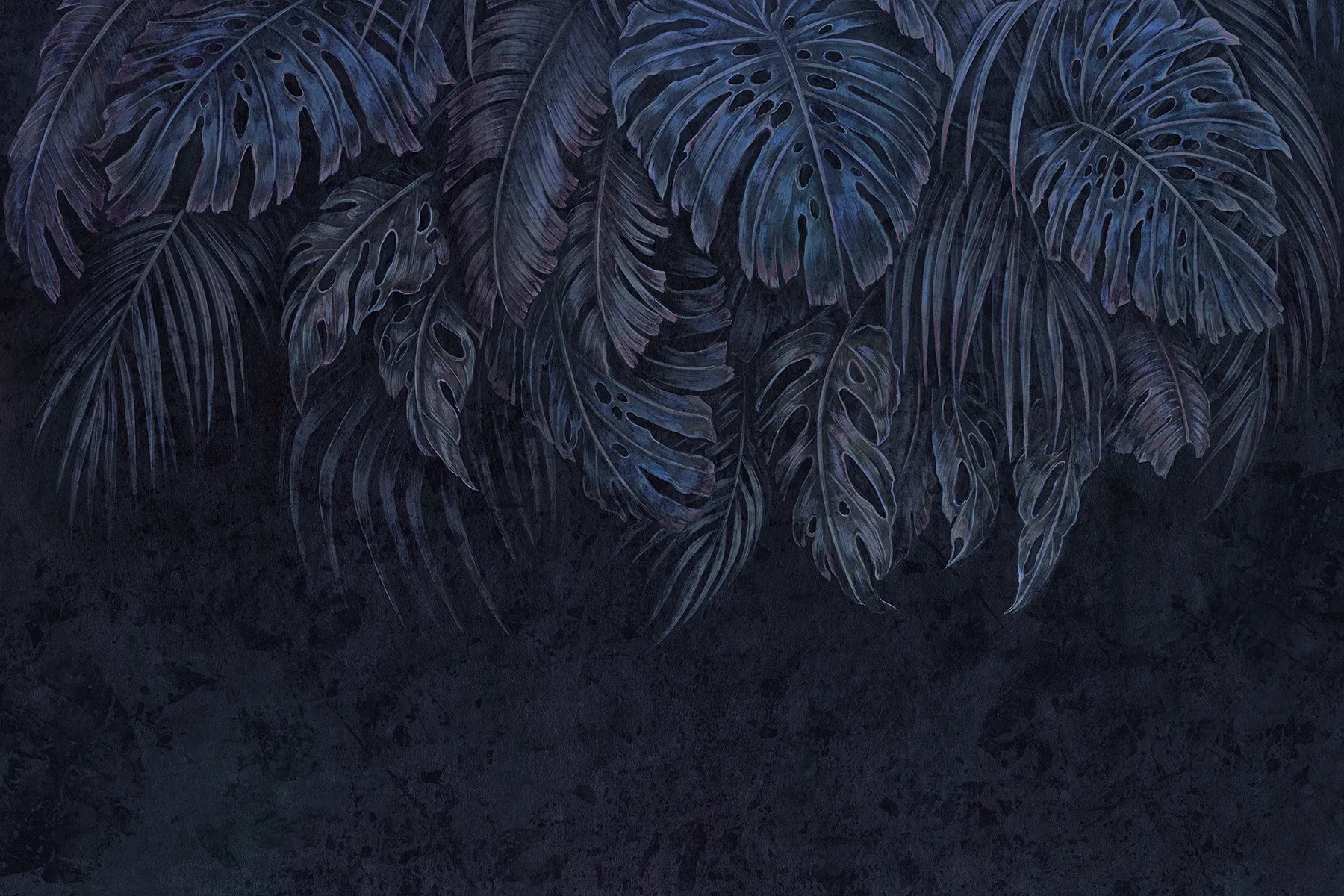 Tapete Palmenblätter - Botany 4 Tapete marineblaue Palmblätter