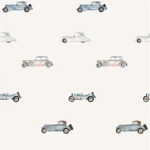 Tapete mit alten Autos für ein Jungenzimmer