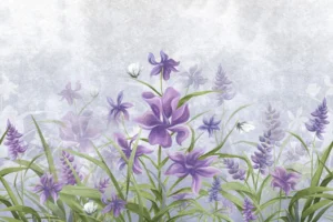 Tapete mit violetten Irisblumen