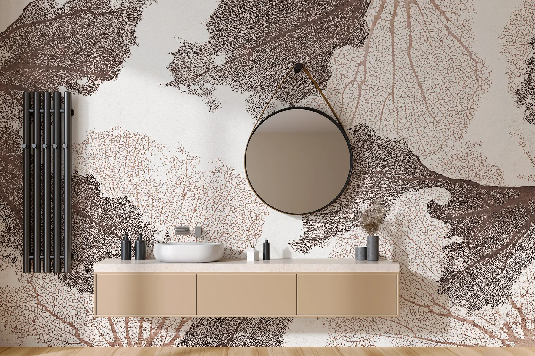 Tapete Korallenriff - Reefy 2 Beige Fototapete für das Badezimmer mit Korallenriff