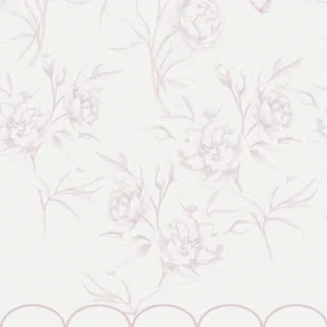 Tapete und Fototapete mit linearen Pfingstrosen in Rosa und Beige