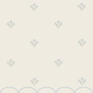 Maßtapete für Mädchen mit hellblauen Blümchen und Rüsche