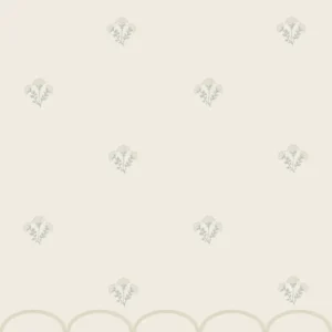 Maßgefertigte Tapete für das Mädchenzimmer in Gelb und Salbei auf hellem Hintergrund