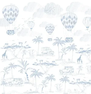 Safari-Fototapete in Blau für das Kinderzimmer