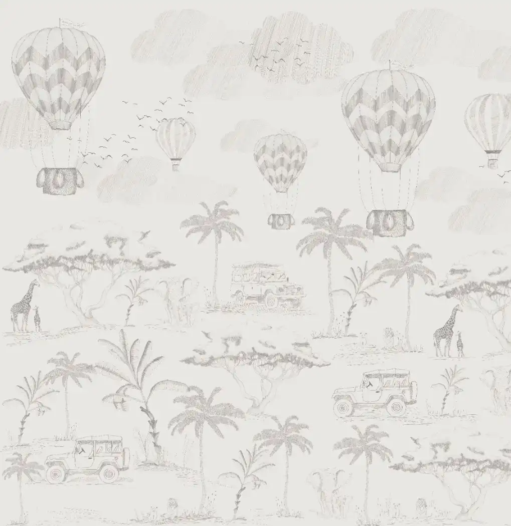 Beige Fototapete Safari 1 Beigefarbene Safari-Fototapete für das Jungenzimmer