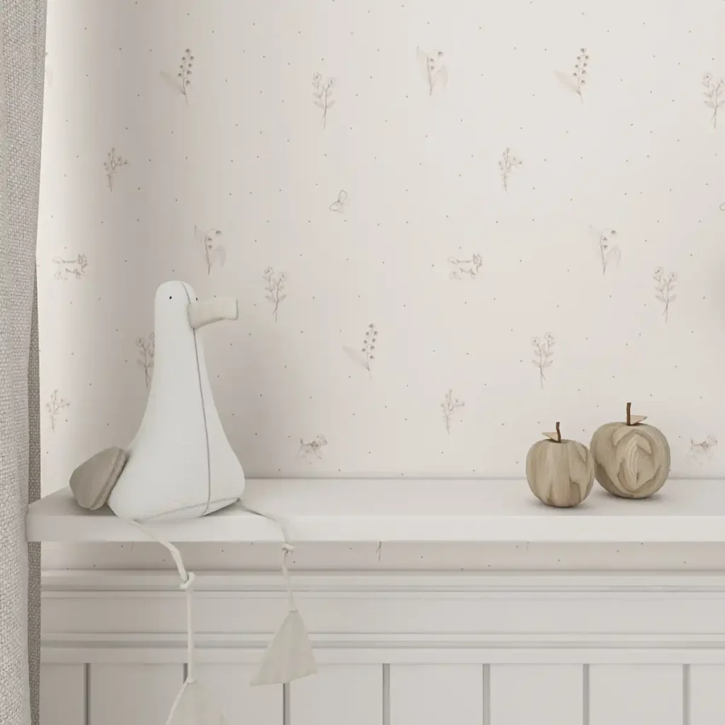 Unikalne tapety skandynawskie z dyskretnymi motywami kwiatów w stylu minimalistycznym