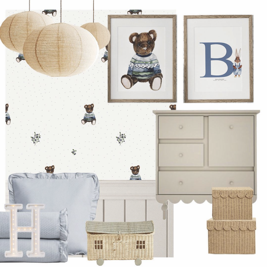 Inspiracja pokoiku niemowlaka z misiem