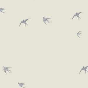 Tapete mit hellblauen Vögeln für das Jungenzimmer