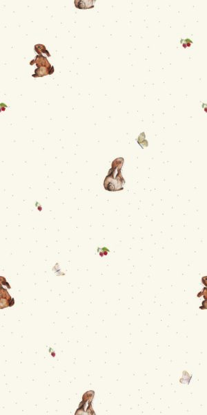 Tapete Häschen und Himbeeren - auf der Rolle