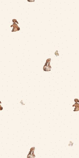 Tapete mit Häschen und Schmetterlingen - auf der Rolle