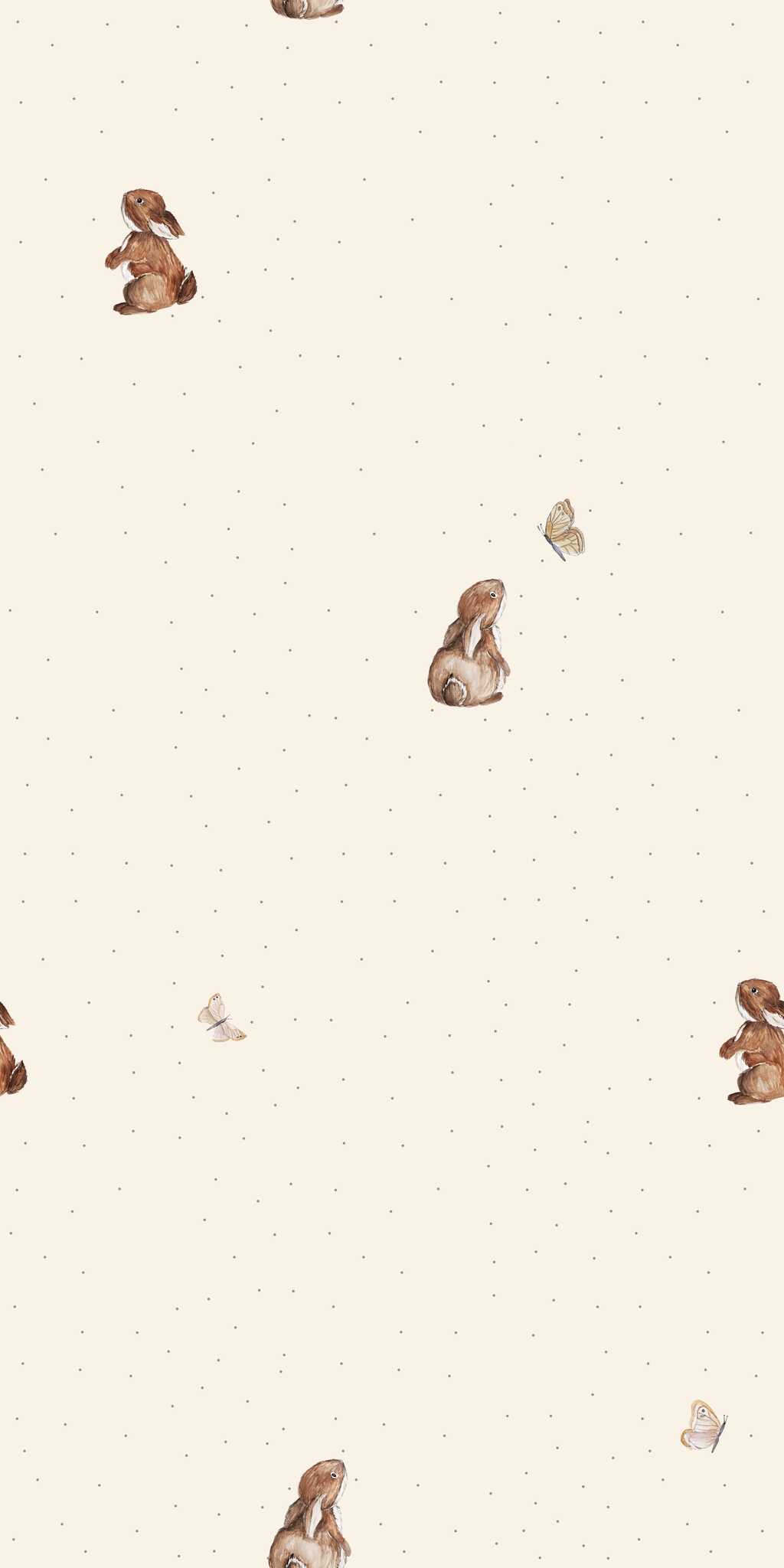Tapete mit Häschen und Schmetterlingen - auf der Rolle 1 Tapete mit Häschen und Schmetterlingen - auf der Rolle