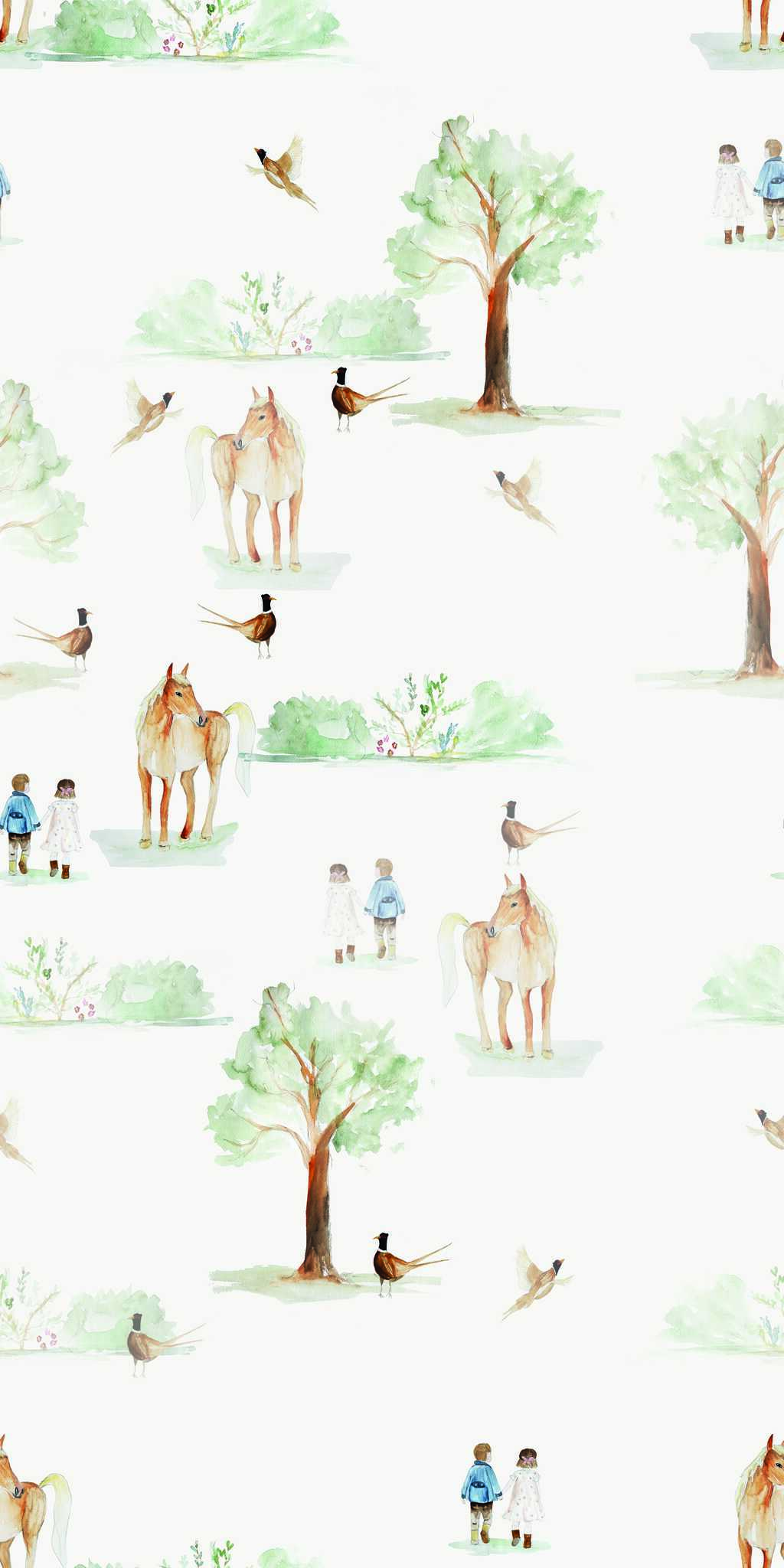 Waldtapete mit Pferden - auf Rolle 1 Waldtapete Pferde - auf Rolle