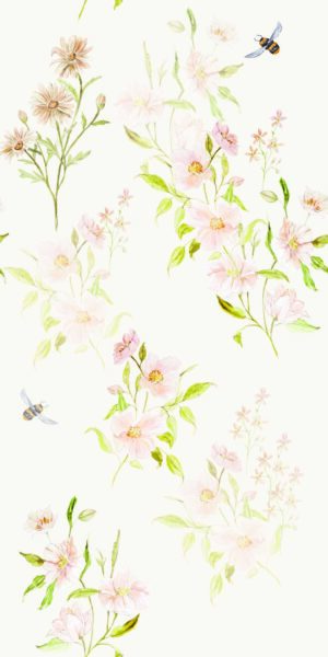 Aquarelltapete Waldblumen - auf der Rolle