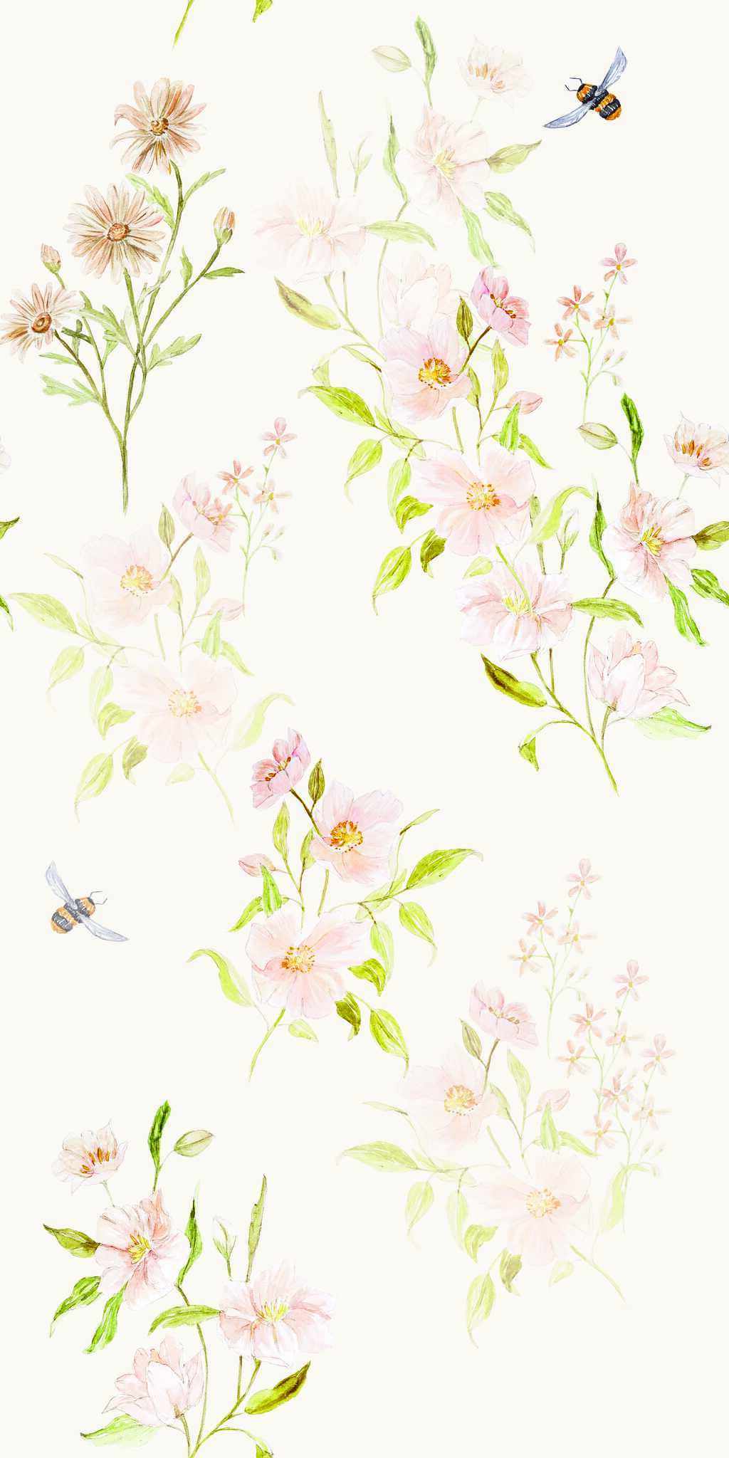 Aquarelltapete Waldblumen - auf der Rolle 1 Aquarelltapete Waldblumen - auf der Rolle