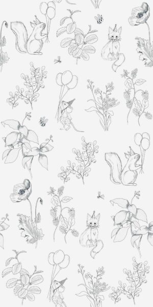 Tapete mit Fuchs, Maus und Eichhörnchen - auf der Rolle