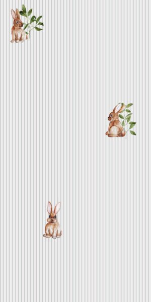 Tapete mit Häschen und Streifen - auf der Rolle