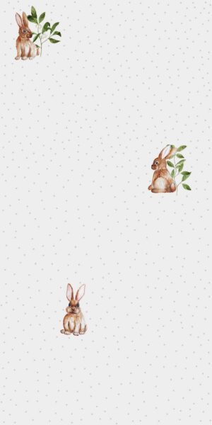 Tapete mit Häschen und Punkten - auf der Rolle