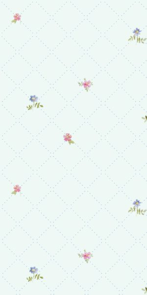 Tapete teefarbene und blaue Blumen, diagonales Gitter - auf Rolle