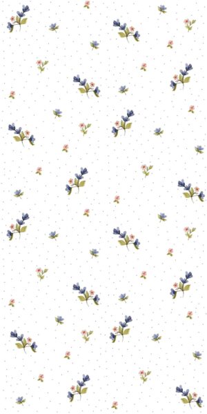 Kleine blaue Blümchentapete - auf der Rolle