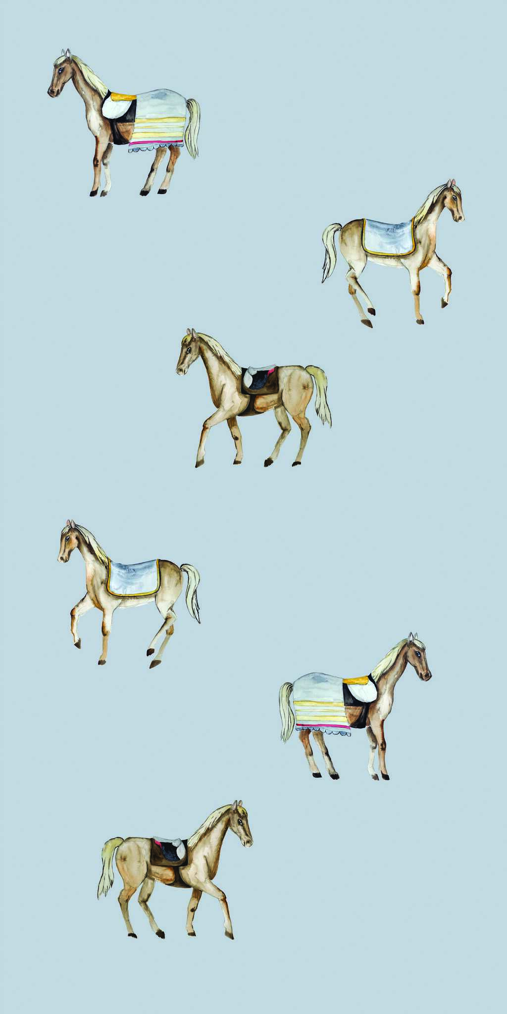 Tapete Pferde blau - auf Rolle 1 Tapete Pferde blau - auf der Rolle