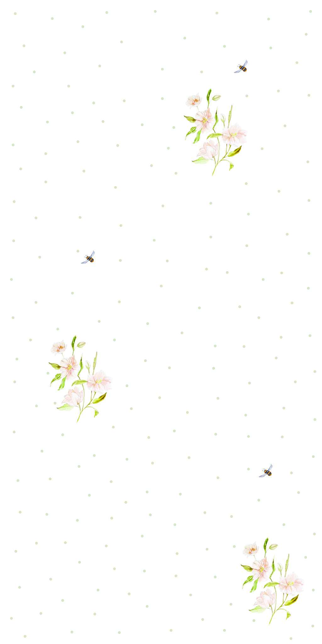 Tapete Blumen und Bienen - auf der Rolle 1 Tapete Blumen und Bienen - auf der Rolle