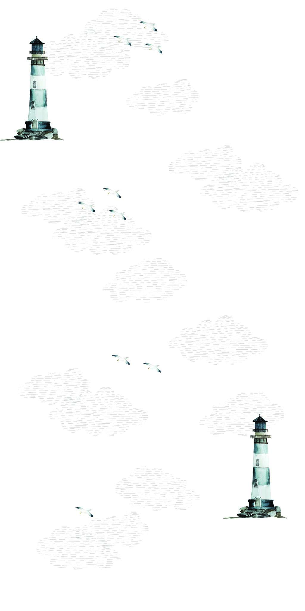 Tapete Leuchtturm, Möwen und Wolken - auf Rolle 1 Fototapete Leuchtturm, Möwen und Wolken - auf der Rolle