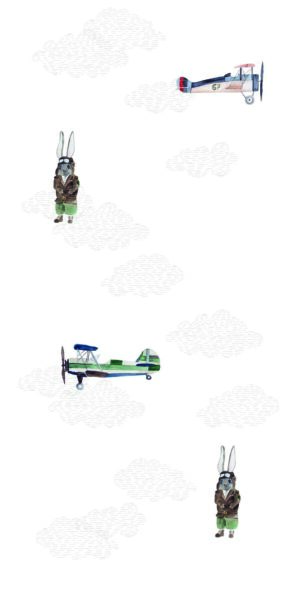 Tapete Fliegerhase und Flugzeuge - auf der Rolle
