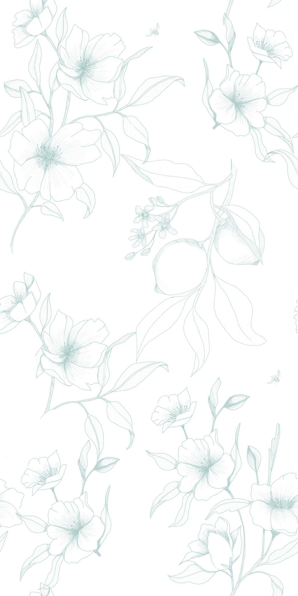 Lineare Blumentapete - auf der Rolle 1 Tapete lineare Blumen - auf der Rolle