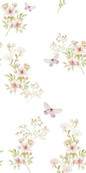 Blumentapete auf weißem Hintergrund - auf der Rolle