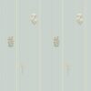 Blaue Tapete mit Sommerblumen und Streifen | Romantischer Stil