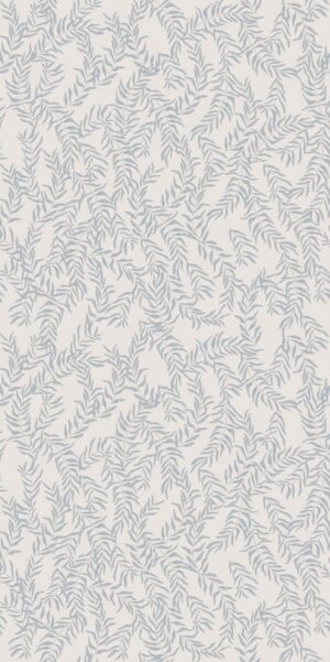 Tapete mit Blättern in Taubenblau | Modisches botanisches Muster