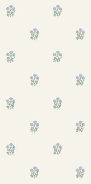 Blaue Blumentapete | Elegantes Muster für die Wand im Wohnzimmer