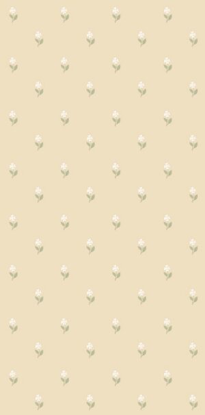 Gelbe Tapete mit weißen Blümchen | Zartes Blumenmuster für die Wand