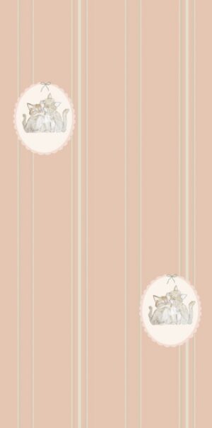 Bezaubernde Tapete mit Kätzchen und rosa Streifen | Fürs Mädchenzimmer